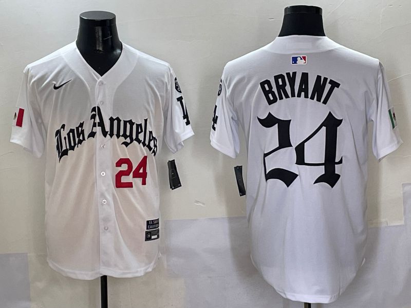 Men Los Angeles Dodgers #24 Bryant White Five generations Joint Name 2025 Nike MLB Jersey style 2
